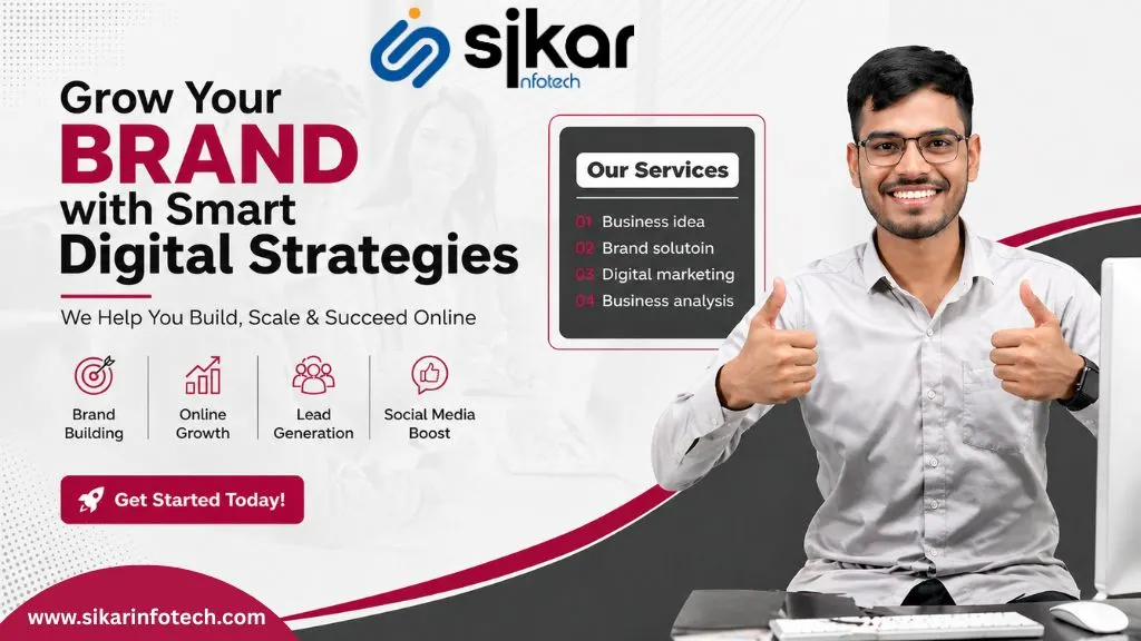 Digital marketing agency working on brand building strategies and online business growth - Sikar Infotech